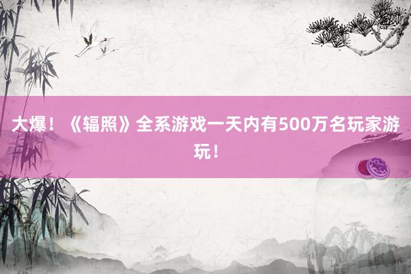 大爆！《辐照》全系游戏一天内有500万名玩家游玩！