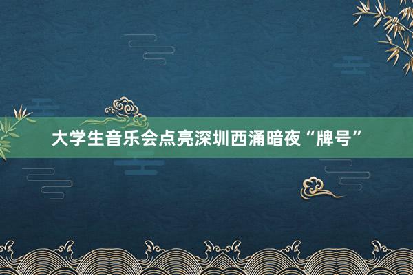 大学生音乐会点亮深圳西涌暗夜“牌号”